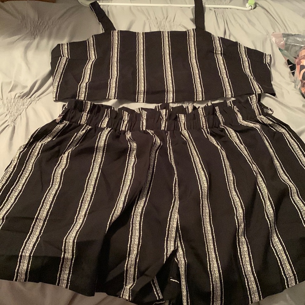 Two piece striped shorts set